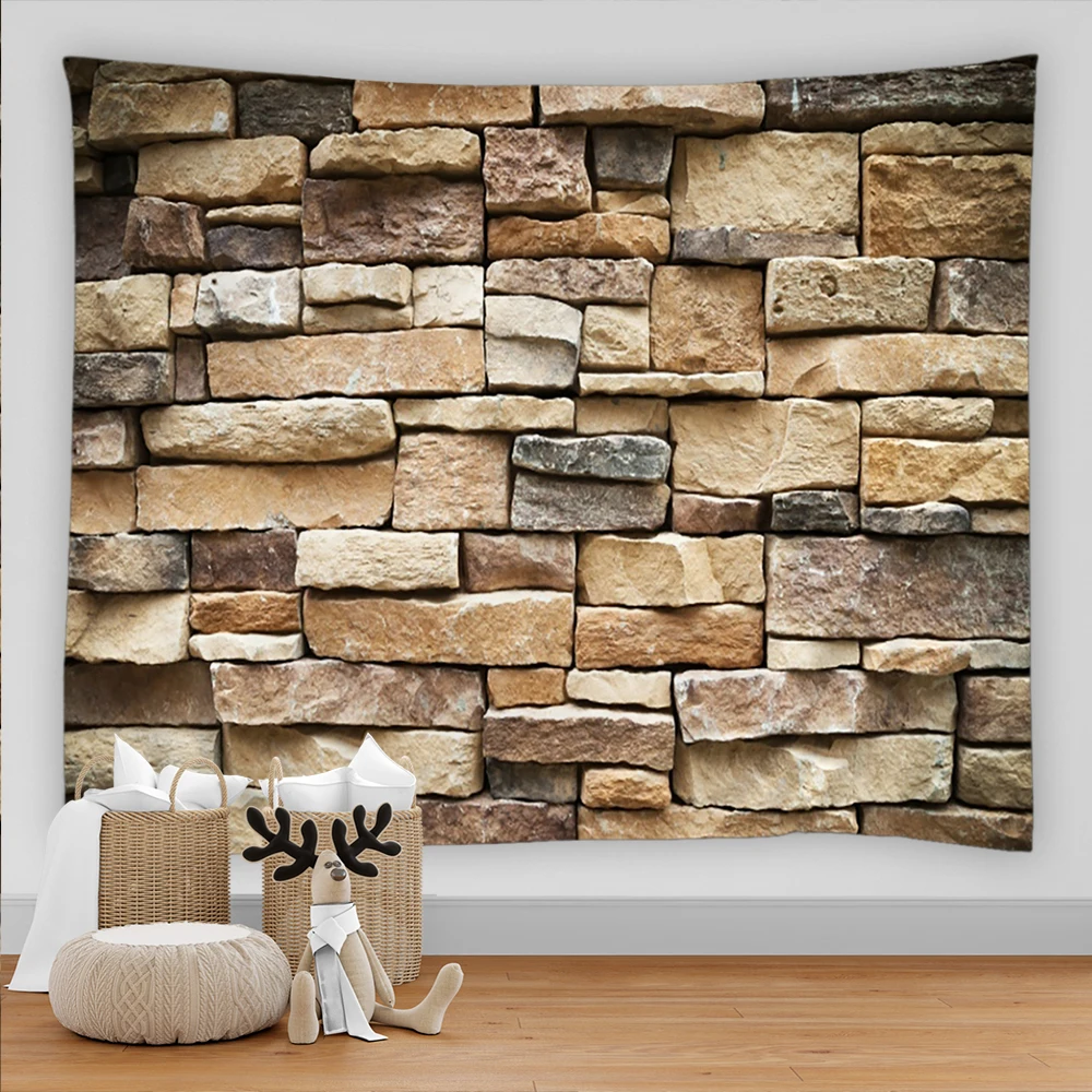 

3D Printed Brick Stone Tapestry Wall Hanging Boho Decor Wall Cloth Tapestries Psychedelic Hippie Tapestry Mandala Wall Carpet