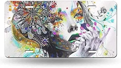 

yunsu Butterfly Girl License Plate,car Decor Personalise Tag,Novelty Car Front License Plate Metal Aluminum Car Plate