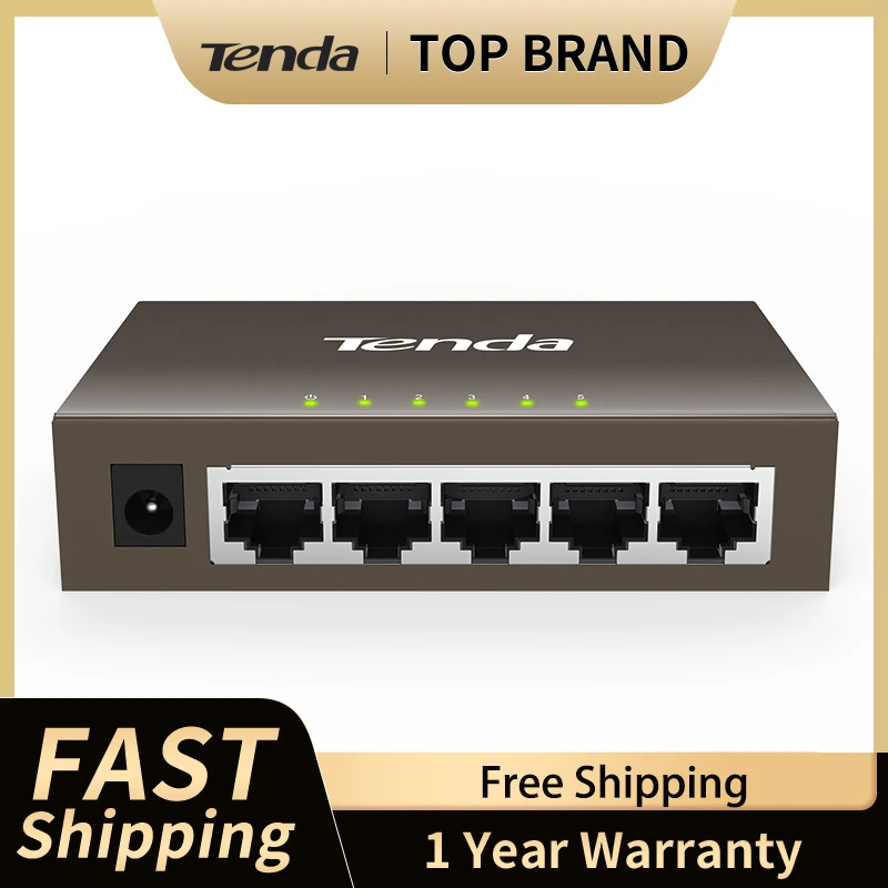 Tenda TEG1005D 5 портов 1000 м гигабитный Ethernet коммутатор, концентратор LAN, полный дуплекс, авто MDI/MDIX, применимо для мониторинга безопасности - изображение