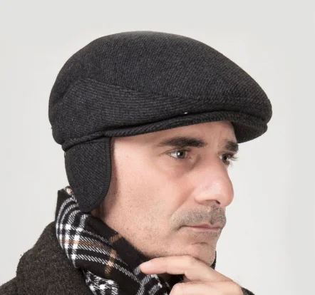 

2021 Brand New Winter Beret Hat Thicken Cap Ear Cap snapback Woolen Solid Stripe Foldable Hats casquette Gorras Planas Flat Caps