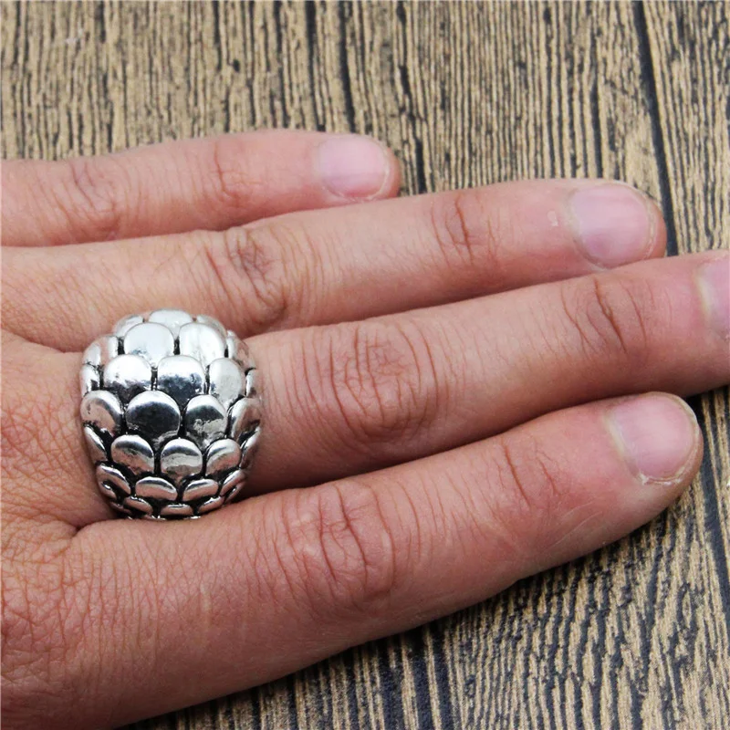 Винтаж чешуя кольца тяжелых личности Дизайн Античная Посеребренная Модные