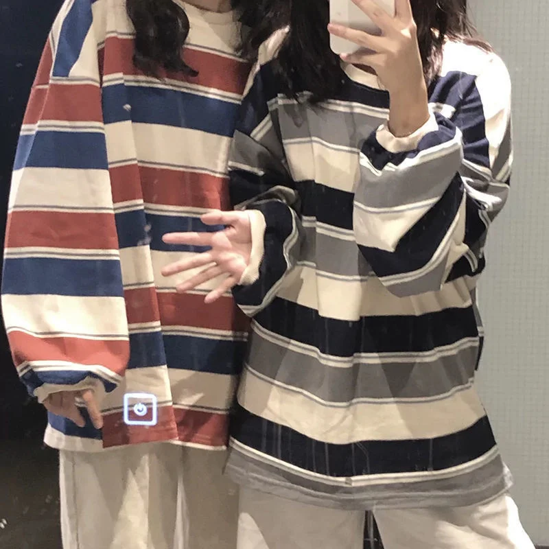 Женская свободная футболка с длинным рукавом в Корейском стиле | одежда