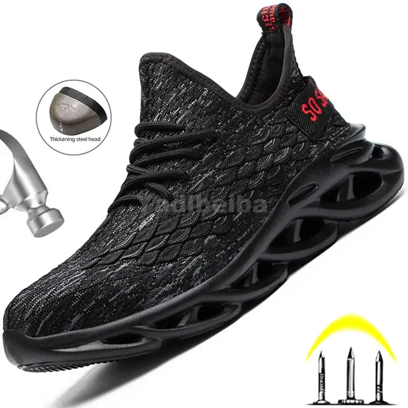 

Lightweight Men Work Shoes Steel Toe Safety Shoes Men Work Boots Anti-Smashing Work Sneakers Safety Boots Indestructible Shoes