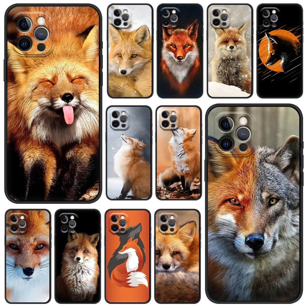 

The Fox Phone Case for iPhone 12 13 Pro Max XR XS X Silicone Soft TPU Shell for iPhone 11 7 8 Plus SE2020 Cover Luxury Coque Bag