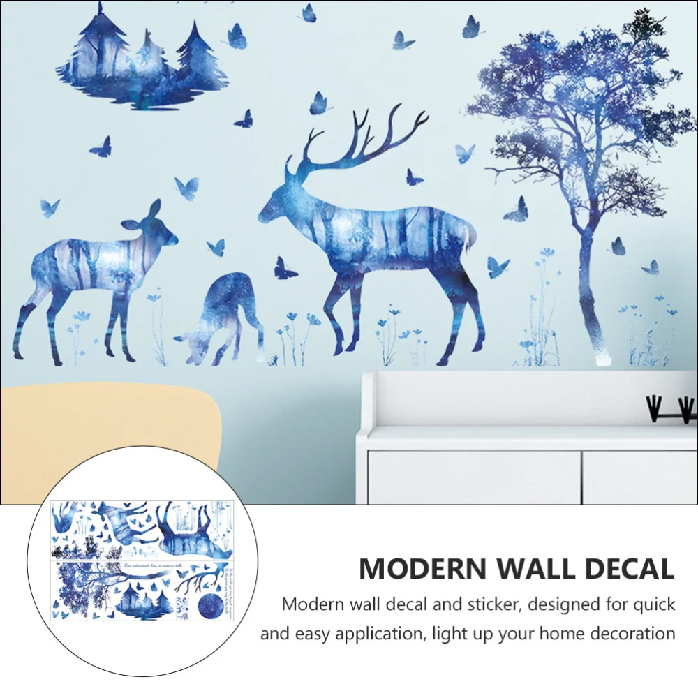 

2 Sheets Forest Deer Wall Decal Removable Home Room Wall Sticker Decoration