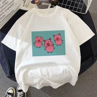 kawaii pig graphic print top teeaesthetic shirt womens basic casual tshirts tops aesthetic streetwear