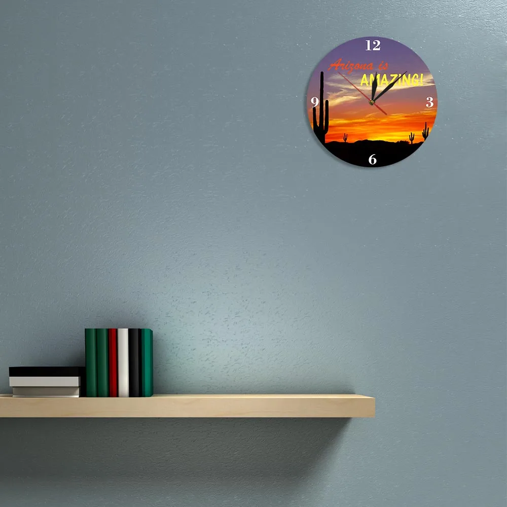 Аризона потрясающая большая Сагуаро кактус современные настенные часы пустыни