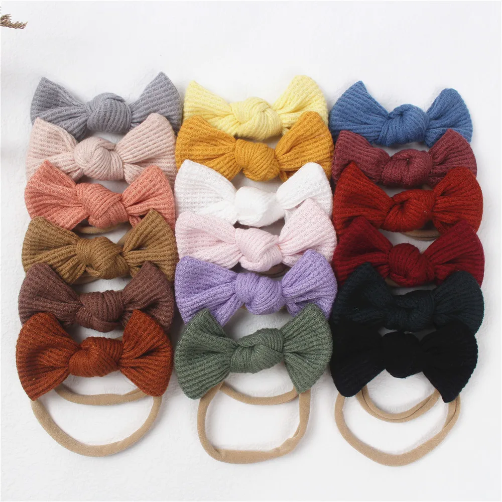 

Mini Bow Baby Nylon Headband Soft Elastic Turban for Baby Girls Newborn Hair Accessories Baby Bebes Knitted Little Bow Headbands