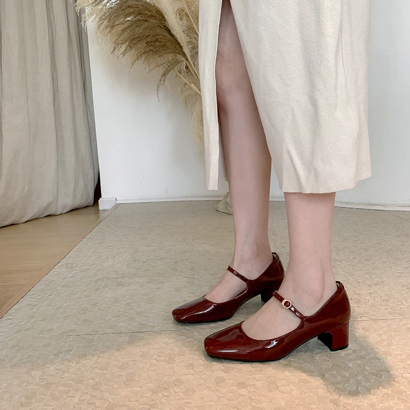 

Women's Shoes Fashion Mary Jane Style Ladies Shoes Low Heel Shallow Mouth Round Toe Solid Color Women's Shoes Party Shoes Heels