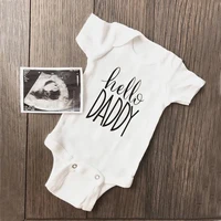 summer newborn infant baby boy girl bodysuit short sleeve hello daddy print baby romper white jumpsuit outfit baby daddy clothes