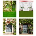 Фон для фотосъемки с зелеными листьями кирпичной стеной на весну для свадьбы, дня рождения, фон для фотостудии в стиле ретро, двери, цветы