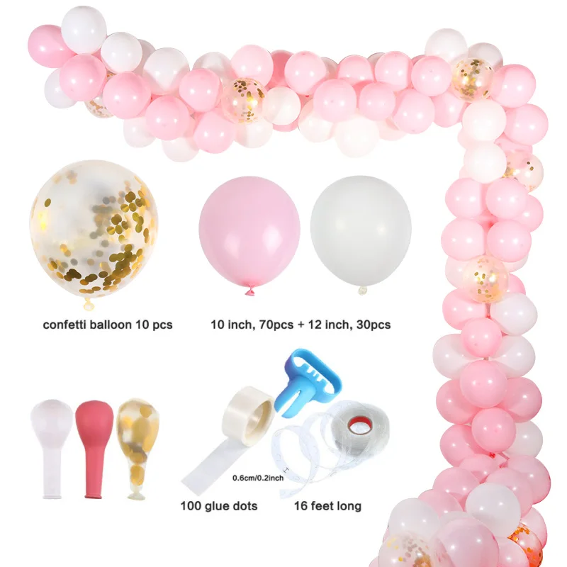 

100pcs Macaron Balloons Arch Pastel White Pink Ballon Garland Gold Metal Confetti Globos Baby Shower Wedding Party Decor