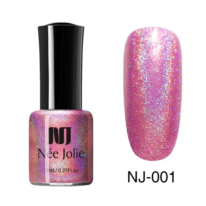 8ml NJ-01 NEE JOLIE 7,5 мл коричневый голографический лак Сияющий Радужный Блеск лак для маникюра цветной дизайн ногтей лак - Цвет: 8ml NJ-01