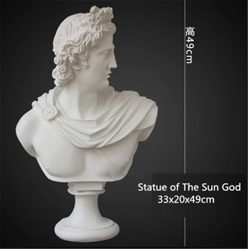 

WU CHEN LONG 49CM European Resin Statue Apollo Plaster Head Figure Sculpture Art Decoration Retro Crafts Home Decor A1882