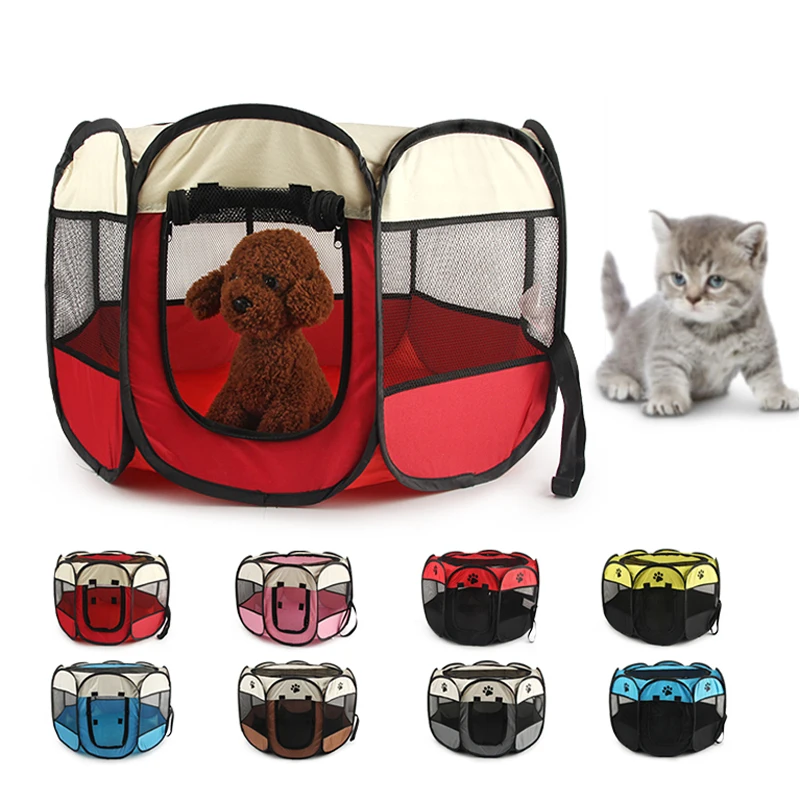 

Pet Cage Portable Pet Tent Folding Dog House Cage Cat Tent Playpen Puppy Kennel Easy Operation Octagonal Fence Large Dogs House