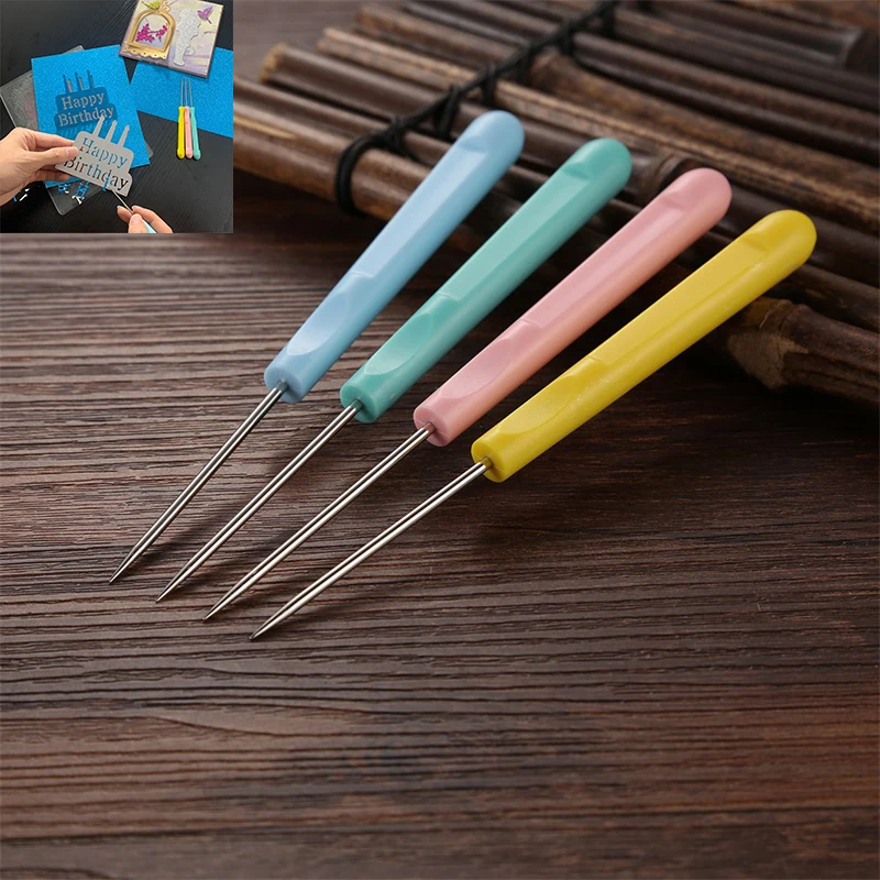 

4pcs/pack Colorful Die Release Tool Paper Piercing Set Cone Needle Plastic Handle for Picking Scrap Releasing Die Cut 2021 New