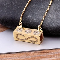 new arrival cuboid shape star moon various pattern decorative pendant top quality copper zircon jewelry necklace gift for women