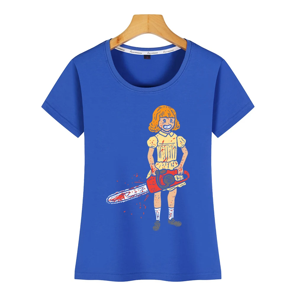 Топы футболка для женщин девочек с Бензопилой ужас пастельный готический psycho