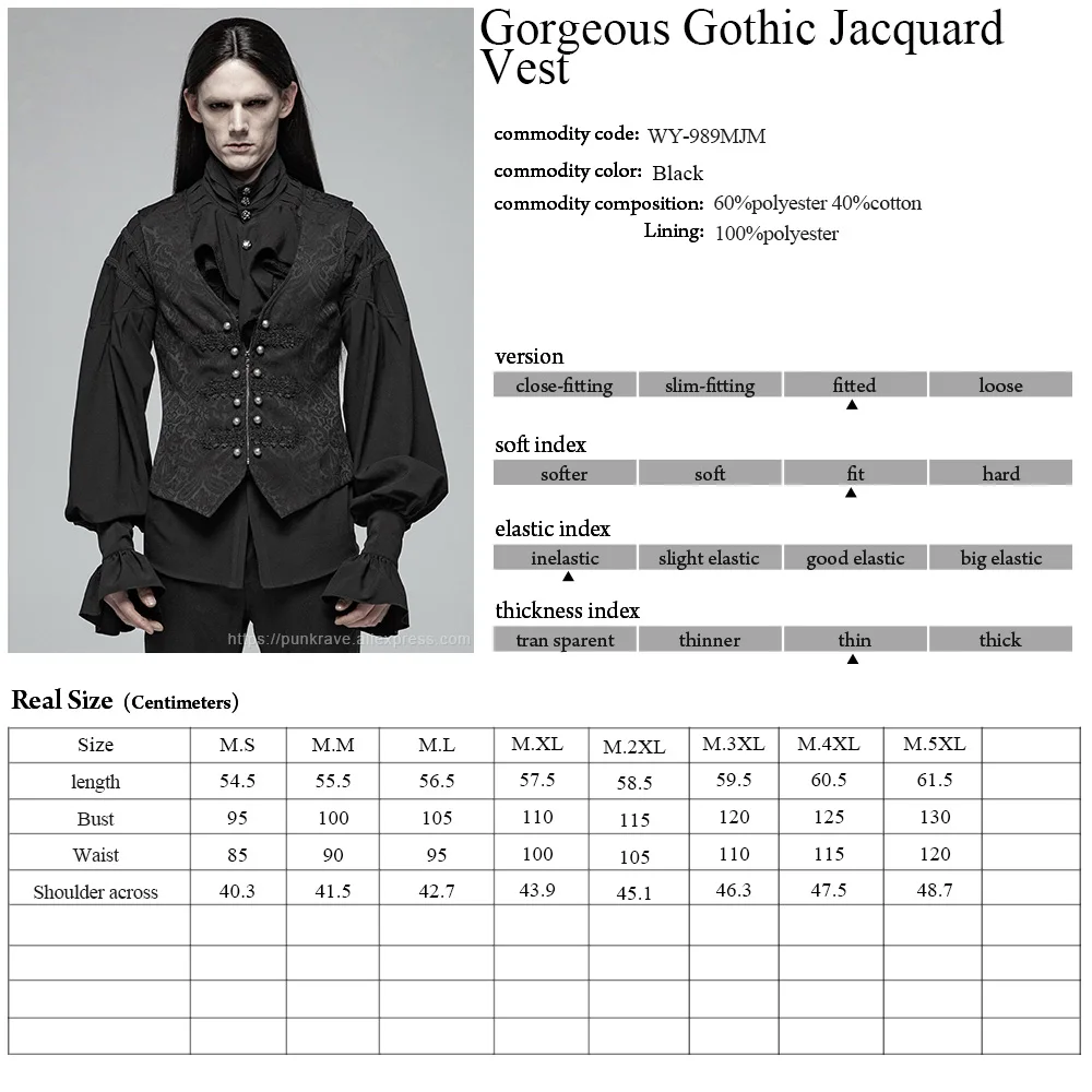 Мужской Жаккардовый жилет с металлической пряжкой в стиле панк рейв готический
