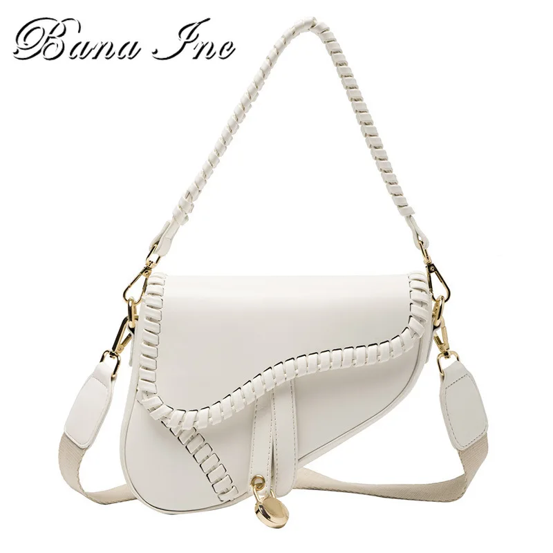 

New Fashion Saddle Bags for Women 2021 Trend Shoulder Bag Casual Zipper Hasp PU Leather Inside Lock Ornament Bag