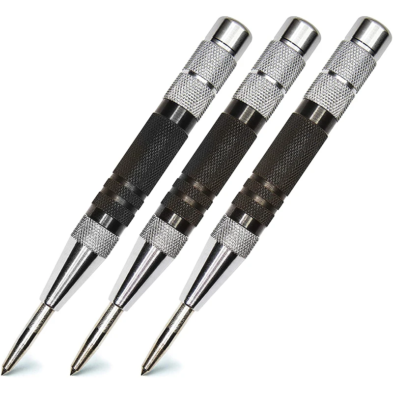 

3 Pc Set of 6 Inch Heavy Duty Automatic Center Punch Set for Wood, Metal, Plastic, Gl, and Marble