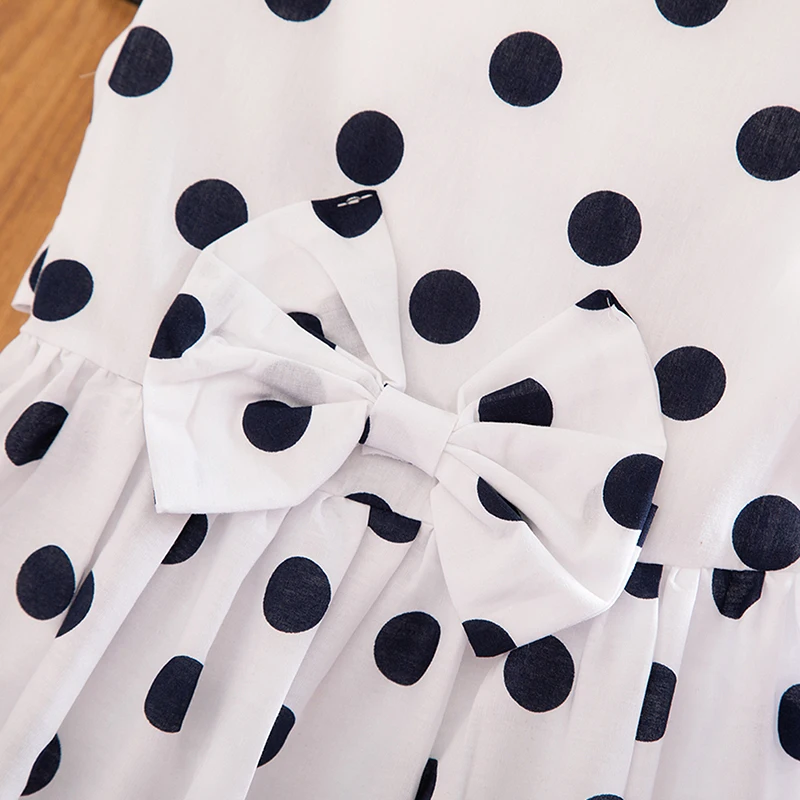A-Line Summer Kids Dresses For Girls Sleeveless Baby Girl Polka Dots Casual School Wear Children Clothing Flower Clothes | Детская