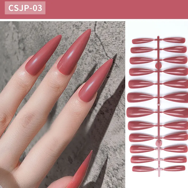 

240pcs False Nails Press On Nails Top Forms for Nails Nail Art Coffee Nude Wine Red Reusable Fake Nails Pointed Long Nail Hot