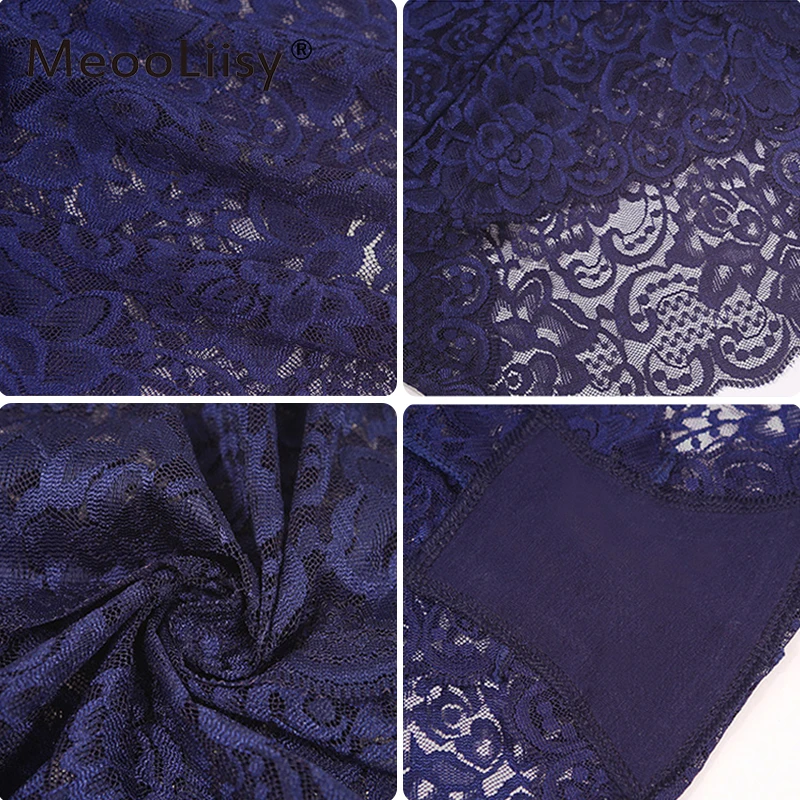 

MeooLiisy Sexy Lace High Waist Hip Tuck Elastic Fit Transparent Seamless Cotton Crotch Flower Women's Lingerie