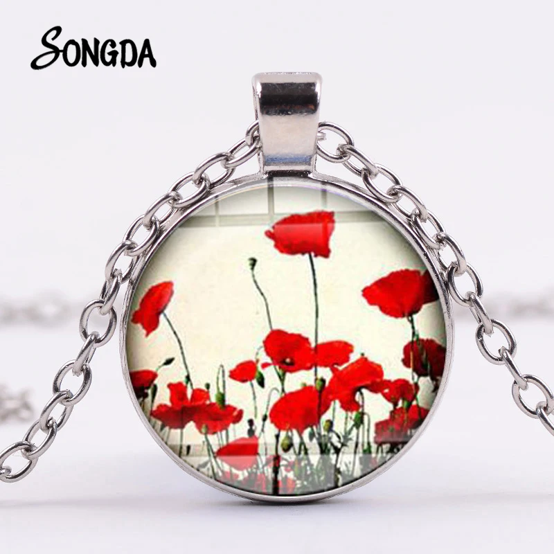 Популярные Красные красивое Цветочное Ожерелье цепочка полевых цветов