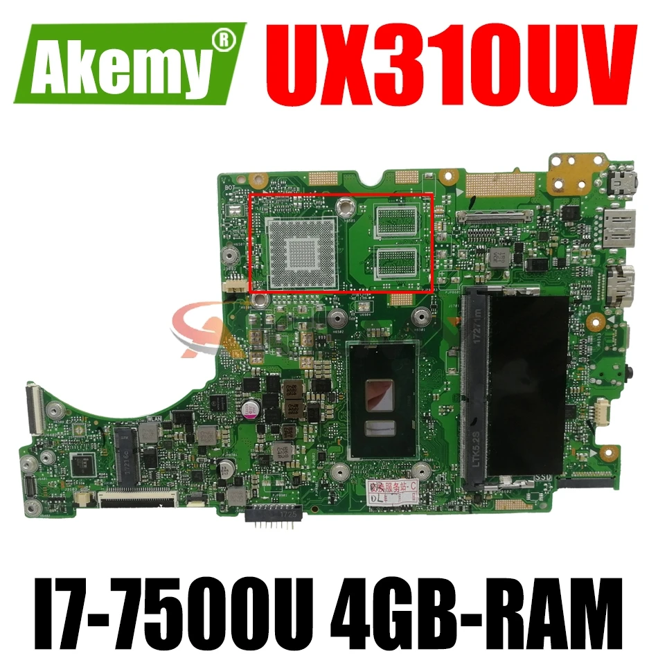 

Материнская плата AKEMY UX310UV для ноутбука ASUS UX310UA (13 дюймов) UX310UAK UX310U оригинальная материнская плата 4GB-RAM I7-7500U UMA