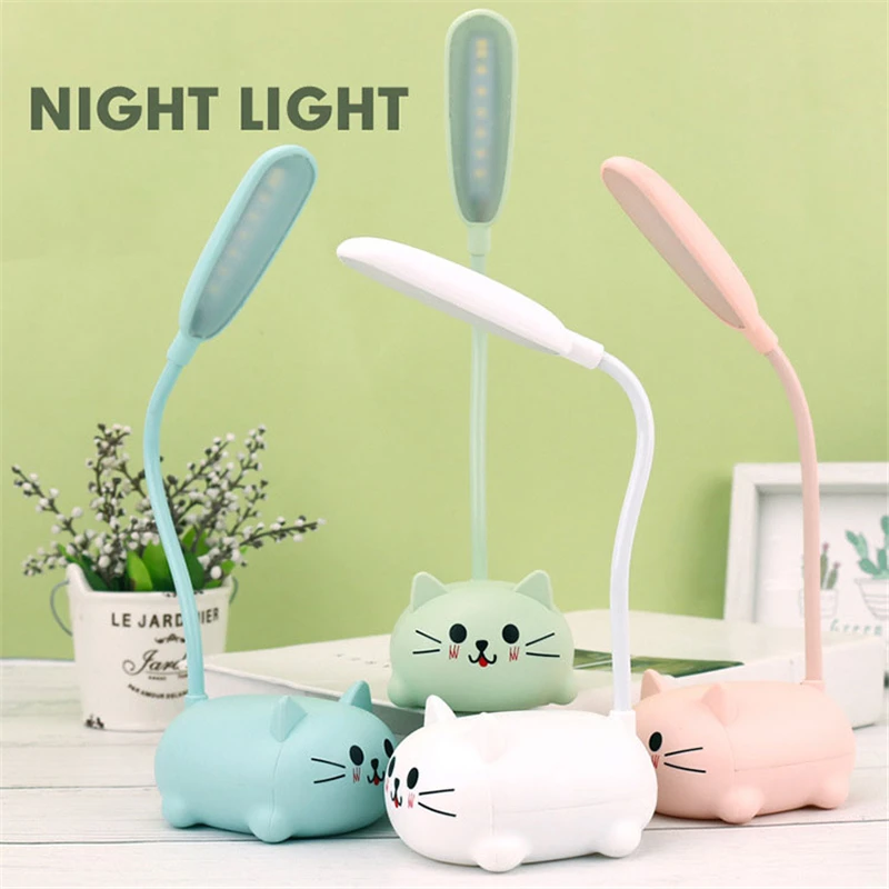 

Cute Cartoon Cat Dog Deer Desk Lamp Sleeping Eye Protection Reading Lamps USB Charging LED Table Night Light Bedroom Decor