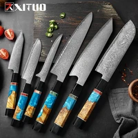 xituo 6 pcs kitchen knife set japanese vg10 steel chef santoku boning knives eco friendly pro cooking tools best gift for chef
