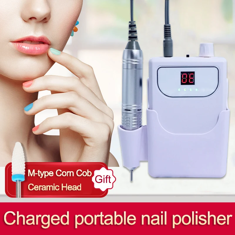 LCD Digital 30000rpm Nail Drill Equipment Tools Portable Electric Nail Drill Machine Rechargeable Cordless Manicure Pedicure Set