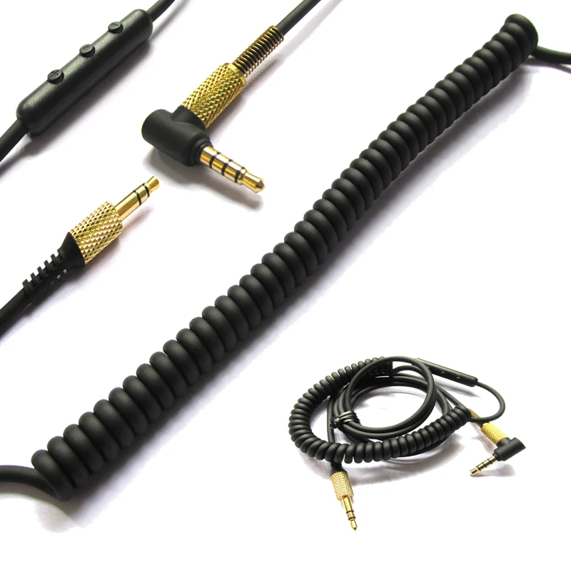 

3 Button Replacement Audio Cable for Marshall Major 1 2 I Ii Bluetooth Spring Headphone Cord Cable Aux Cords with Mic