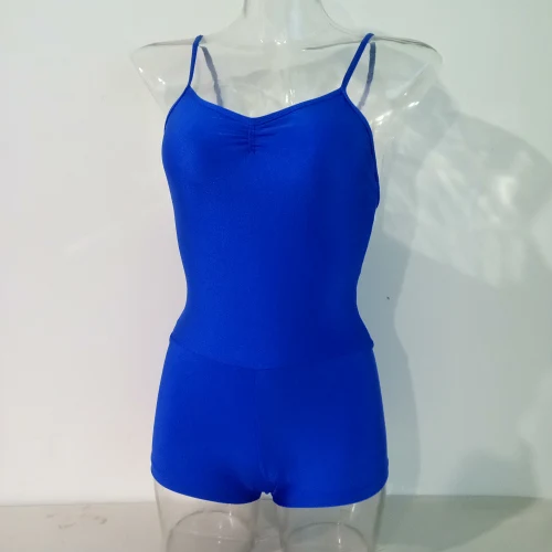 Royal Blue Блестящий лайкровый женский топ для девушек Biketard Dance Unitard с шортами для детей и взрослых, 18 цветов - Цвет: Royal Blue