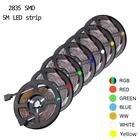 Светодиодная лента 2835 RGB, 5 м, 300 светодиодов, 12 В постоянного тока, красный, зеленый, синий, теплый белый, холодный белый, гибкая SMD 2835, светодиодная Диодная лента, лента, лампа