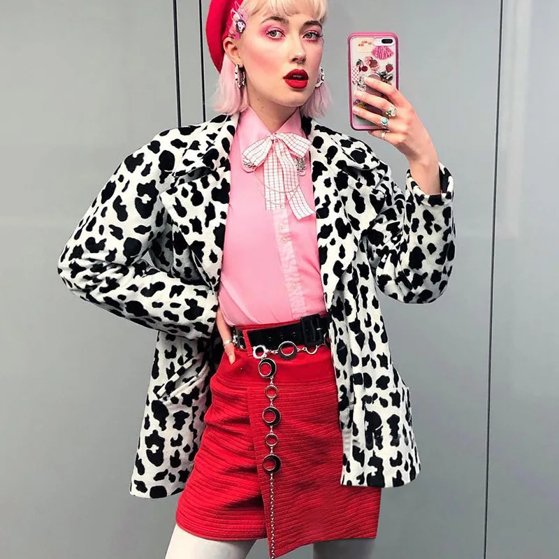 Faux Fur Print Coat Velvet Women Jackets 2020 Spring Parka Cow Jacket Modis Korean Style Manteau Fausse Fourrure Vache | Женская одежда