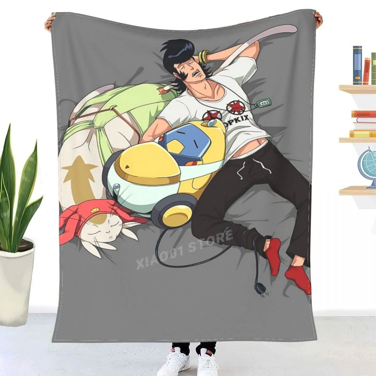 

Snoozing Space Crew Throw Blanket Sherpa Blanket Bedding soft Blankets