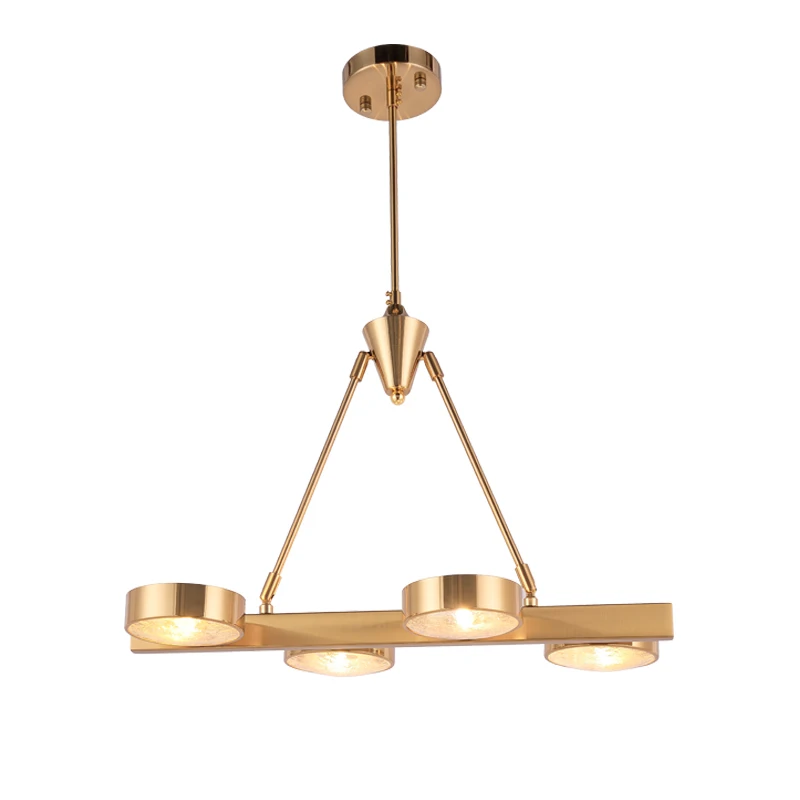 

Postmodern Iron glass LED chandelier Nordic long strip living room restaurant hanging lamp dining room hotel golden lighting