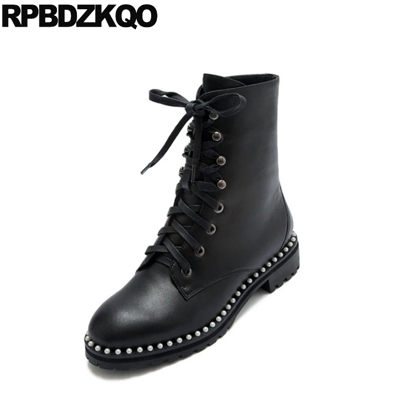 Женские осенние ботильоны из натуральной кожи и замши в стиле милитари