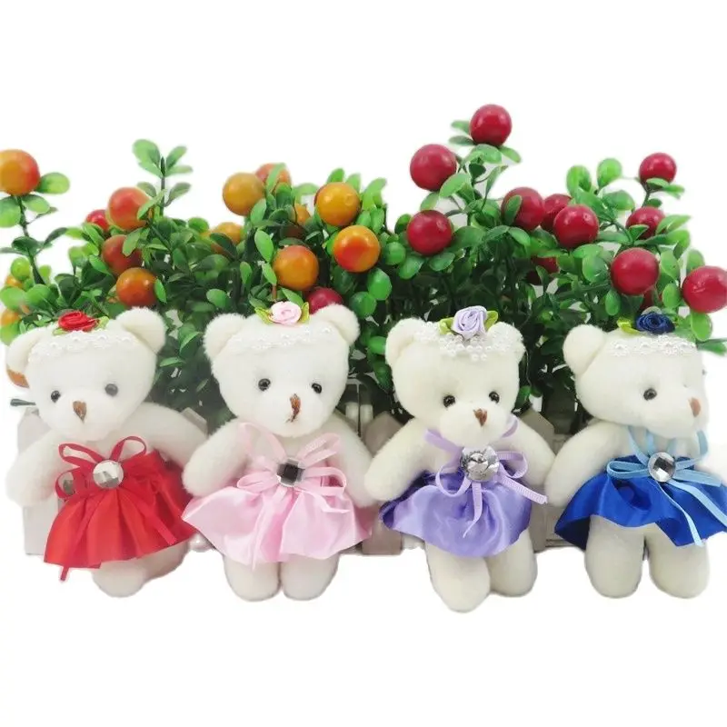 

Рождественский подарок Новинка 12 см 10 шт./лот pp Хлопок Детские игрушки плюшевая кукла мини маленький мишка тедди цветок букеты медведь для с...