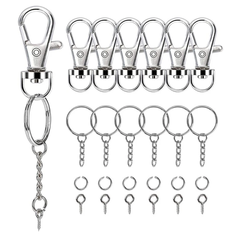 

Split Key Ring with Chain Jump Rings Split Key Ring with Chain Silver Color Metal Split Key Chain Ring Parts KX4C