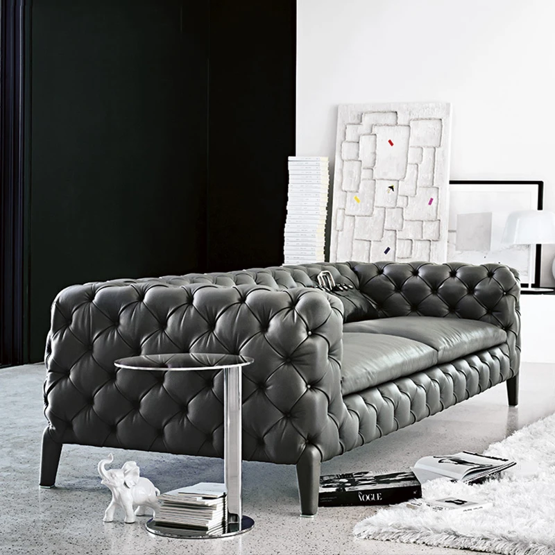 Винтажный кожаный диван Chesterfield трехместная мебель ручной работы | Мебель
