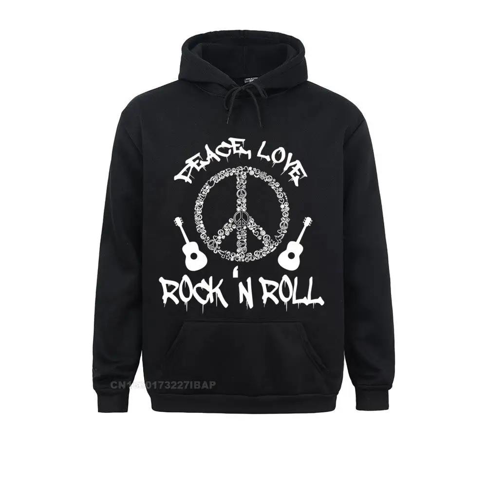Funny Rock'n Roll Peace Love And Rock And Roll Hoodie England Style Normcore Ostern Hoodies Plain Sportswears Men Sweatshirts