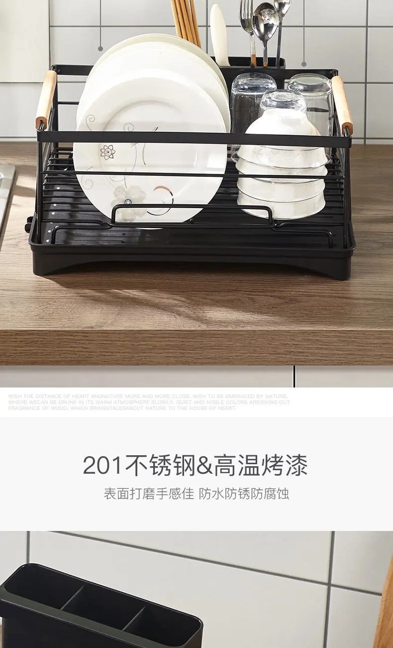 Кухонная дренажный поддон стеллаж для хранения посуды из нержавеющей стали