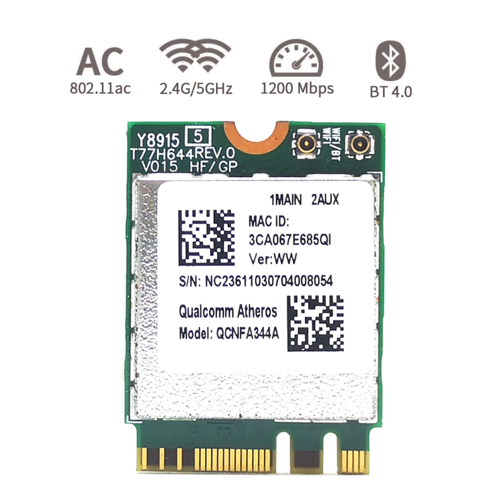 Двухдиапазонный AC беспроводной wi fi QCNFA344A NFA344A + Bluetooth 41 беспроводная сеть|Адаптеры