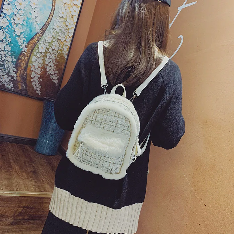 Маленькая женская сумка новинка осень зима 2019 меховая шерстяная Сетчатая Сумка