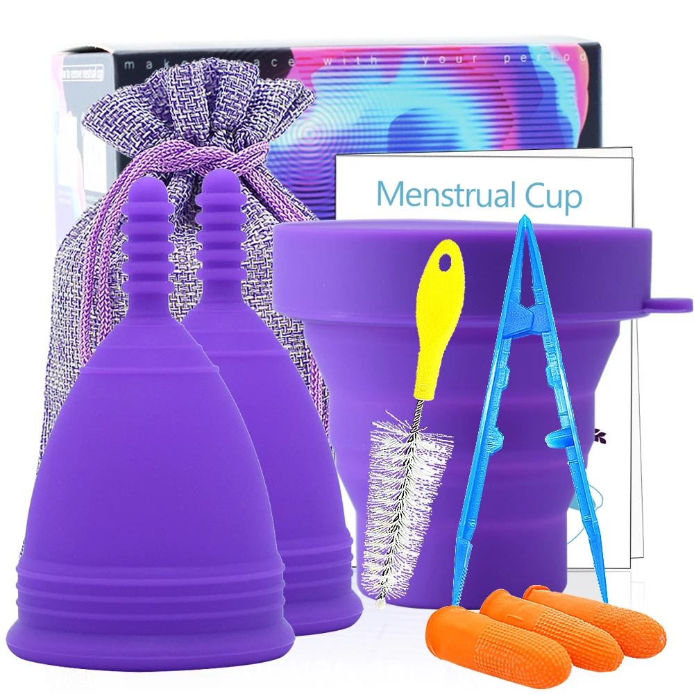 

Dropshipping Medical Silicone Menstrual Period Cup Feminine Hygiene Cups Lady Woman Coletor Copa Menstrual Sterilizer Gift Box