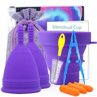dropshipping medical silicone menstrual period cup feminine hygiene cups lady woman coletor copa menstrual sterilizer gift box