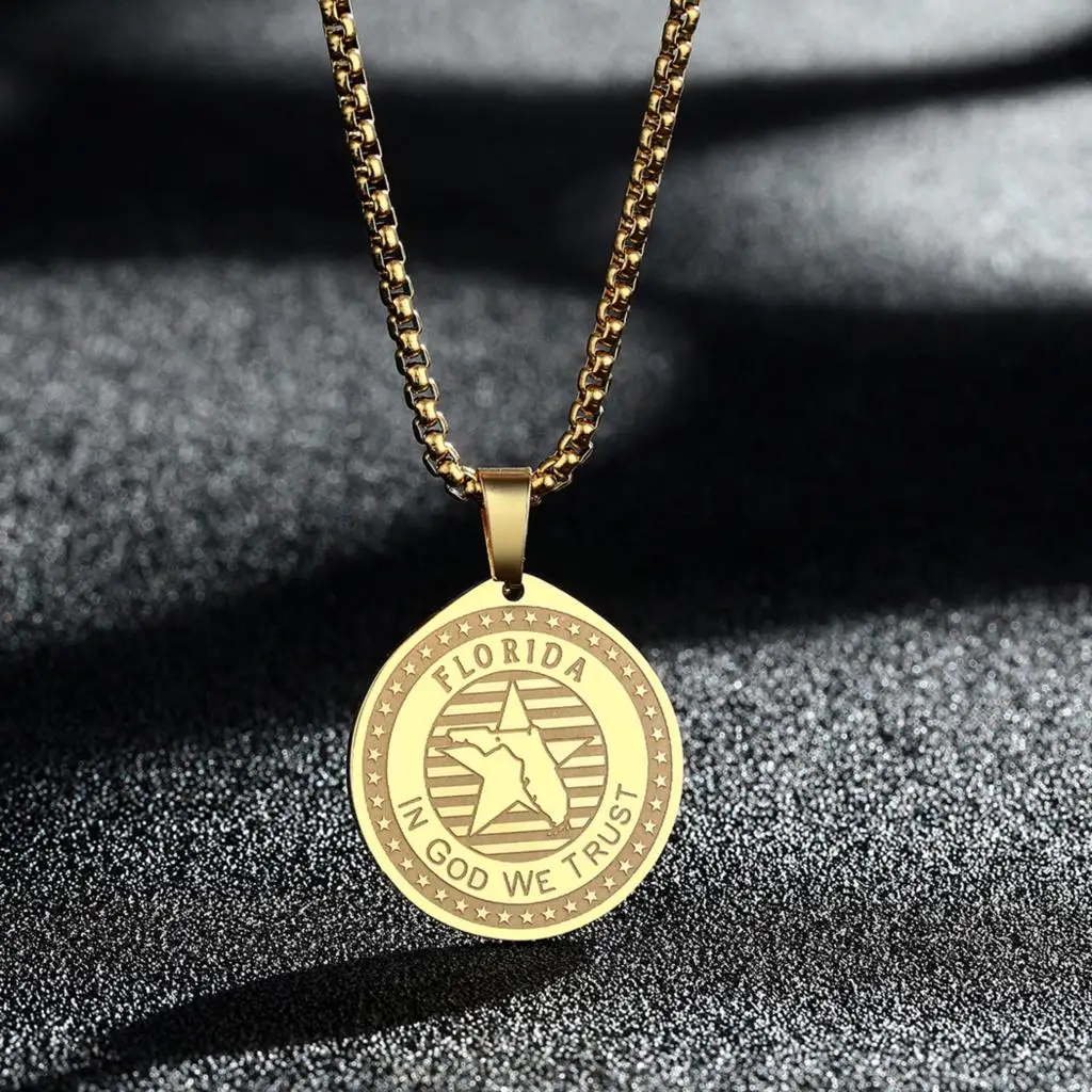 2021 Ноябрьский кулон из нержавеющей стали штат Флорида ожерелья Женская цепочка
